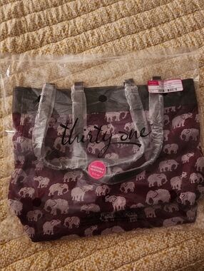 thirty-one Safari Weave Reversible Elephant Tote